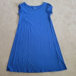 Eileen Fisher Organic Cotton T-Shirt Dress Cobalt Blue Large Cap Sleeve Swing